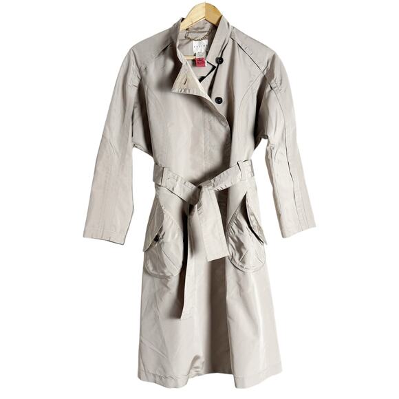 Celine Beige Silk Stitched Belted Trench Coat Women’s Size M